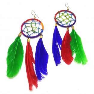 Faux Feather Earrings Jewelry Hook Drop Long Dangle Hoop Boho Ethnic LGBT AE68